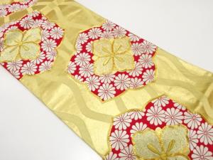 アンティーク　花に立涌模様刺繍袋帯（着用可）